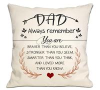 Dad Always Remember You Are Braver Than You Believe Stronger Than you Seem Loved More Than You Know Cushion Cover Inspirational Gift for Dad Father Daddy Birthday Father's Day (dad-1)
