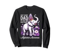 Dad Alzheimers Awareness Elephant Never Forget Purple Ribbon Sweatshirt