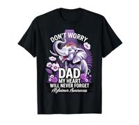 Dad Alzheimers Awareness Elephant Never Forget Purple Ribbon T-Shirt