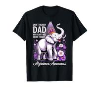 Dad Alzheimers Awareness Elephant Never Forget Purple Ribbon T-Shirt
