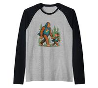 Dad and Child Walking in The Woods Raglan Baseball Tee