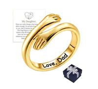 Dad and Daughter Hug Ring, Hug Ring for Daughter Gift from Dad Mom | Dad Daughter Hug Ring, Adjustable Engraved Love Dad Mom Stainless Steel Rings Jewelry Gifts for Christmas Birthday