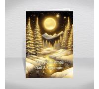 Dad and Stepmum Christmas Card, A5 Size Special Christmas Card for Dad and Stepmum, Father, Stepmother Luxury Christmas Greeting Cards with a Beautiful Verse Inside: Starlit Forest Christmas Card