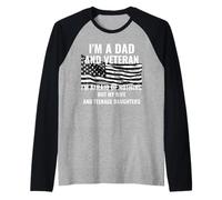 Dad And Veteran Afraid Of Nothing My Wife And Daughters Raglan Baseball Tee