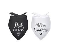 Dad Asked and Mom Said Yes Dog Bandana Wedding Dog Bandana Bridal Party Wedding Engagement Photo Prop Pet Scarf Accessories for Dog Lovers Owner Gift Pack of 2