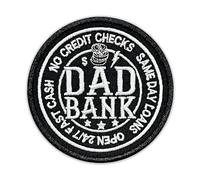 Dad Bank No Credit Checks Same Dat Loans Embroidered Patch Dad Lover Fabric Embroidery Patches Father's Day Iron On Sew On Patches for Clothes Backpacks Hats Jeans Father Grandpa Gift 3x3 in