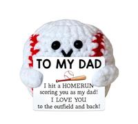 Dad Baseball Crochet Gift - Funny Handmade Plush Ball with Sign - I Hit a Homerun Scoring You as My Dad - Cute from Kids, Baseball Lovers Present