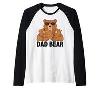 Dad Bear with Two Cubs Family Bear Raglan Baseball Tee