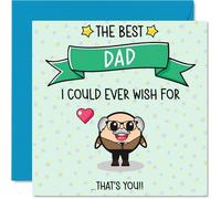 Dad Birthday Card - Best I Could Ever Wish For - Happy Birthday Card for Dad from Son Daughter, 145mm Cute Bday Greeting Cards