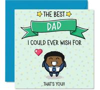 Dad Birthday Card - Best I Could Ever Wish For - Happy Birthday Card for Dad from Son Daughter, 145mm Cute Bday Greeting Cards