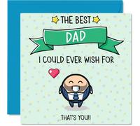 Dad Birthday Card - Best I Could Ever Wish For - Happy Birthday Card for Dad from Son Daughter, 145mm Cute Bday Greeting Cards