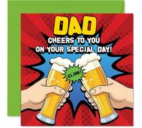 Dad Birthday Card - Cheers To You Raise a Glass - Happy Birthday Cards for Dad from Son Daughter, 145mm Father's Day Bday Greeting Cards