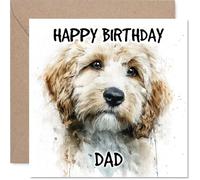 Dad Birthday Card - Cockapoo - Happy Birthday Card for Dad from Son Daughter, 145mm Dog Breeds Bday Greeting Cards
