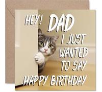 Dad Birthday Card, Cute Cat Peekaboo