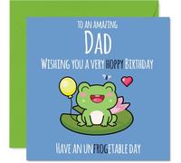Dad Birthday Card - Cute Frog - Happy Birthday Card for Dad from Son Daughter, 145mm Fathers Day Greeting Cards