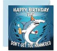 Dad Birthday Card - Dont get too Hammered - Happy Birthday Card for Dad from Son Daughter, 145mm Underwater Party Design Bday Greeting Cards