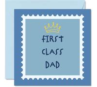 Dad Birthday Card - First Class Crown King - Happy Birthday Card for Dad from Son Daughter, 145mm Fathers Day Greeting Cards