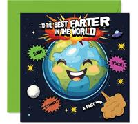 Dad Birthday Card - Funny Best Farter In The World - Happy Birthday Card for Dad from Son Daughter, 145mm Fathers Day Greeting Cards