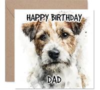 Dad Birthday Card - Jack Russell Terrier - Happy Birthday Card for Dad from Son Daughter, 145mm Dog Breeds Bday Greeting Cards