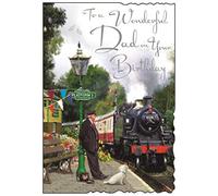 Dad Birthday Card - (JJ-V510) - Steam Train - Velvet Range - Embossed & Foil Finish