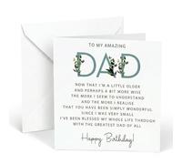 Dad Birthday Card - Meaningful Blue Floral Design with Sentimental Poem - Happy Birthday Dad Greeting for Father from Son or Daughter - Special Verse & Quote Gifts