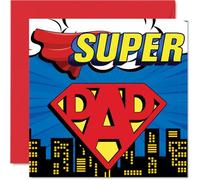 Dad Birthday Card - Super Hero Superdad - Happy Birthday Card for Dad from Son Daughter, 145mm Fathers Day Greeting Cards