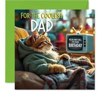 Dad Birthday Card, TV Cat Celebration Bday
