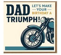 Dad Birthday Card - Vintage Motorcycle Design - Let's Make Your Birthday a Triumph!