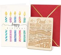Dad Birthday Card with Inspirational Fridge Magnet Premium Luxury Card Gold Foil Envelope (Dad Birthday)
