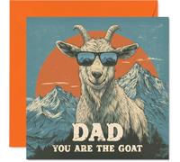 Dad Birthday Card - You Are The Goat - Happy Birthday Card for Dad from Son Daughter, 145mm Funny Animal Bday Greeting Cards
