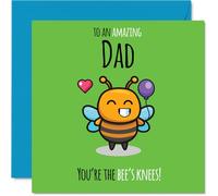 Dad Birthday Card - Youre The Bees Knees! - Happy Birthday Card for Dad from Son Daughter, 145mm cute bee Bday Greeting Cards