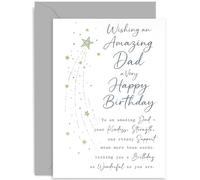 Dad Birthday Cards for Him Classic & Traditional Heartfelt Poem with Abstract Star Sky, With Premium Envelope