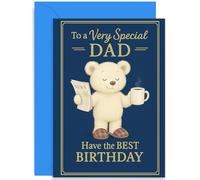 Dad Birthday Cards for Him Classic & Traditional Teddy Bear Design Wearing Slippers