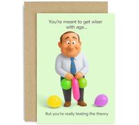 Dad Birthday Cards, Hilarious Funny Design, 'Get Wiser With Age, Rude Cheeky Naughty, For Husband Son Brother Uncle Sister Daughter, Comes with Premium Envelope