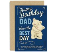 Dad birthday Cards Sentimental, Best Day Wishes Gift Featuring Classic Teddy Bear Design, Traditional Present for Father Parent, Heartfelt Words Poem, Blank Inside with Envelope