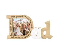 Dad Birthday Father's Day Gift from Daughter or Son, 1Pc Wooden Dad Photo Frames Presents for Daddy Tabletop Decor for Home/Office