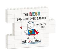 Dad Birthday Gifts from Daughter Son - Building Blocks Puzzle Plaque, Funny Dad Gifts for Dads Birthday Fathers Day Christmas from Kids Wife, Unique Daddy Fathers Day Card, Cool Daddy Gift for Papa
