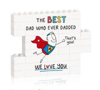 Dad Birthday Gifts from Daughter, Son, Funny Daddy Gifts Building Blocks Puzzle Plaque with Superhero Design, Unique Daddy Birthday Gift for Office, Home, Bedroom Decor