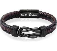 Dad Bracelet, Dad Bracelet for Men, Men's Bracelets Gifts for Men, Brown Braided Leather Infinity Knot Bracelets for Son Man Husband Boyfriend, Personalized Mens Bracelets Leather Gift for Birthday