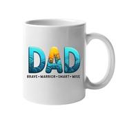 Dad Brave Warrior Smart Wise Mug Inspirational Fathers Day Gift for Daddy Motivational Quote Coffee Cup Surprise from Son Daughter Husband Birthday for Him Strong Appreciation White Mug