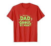 Dad by Day Dad Ghoul by Night Spooky Halloween Fathers T-Shirt, Men, Red, L