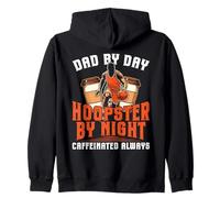 Dad By Day Hoopster By Night Coffee Basketball Lover Zip Hoodie