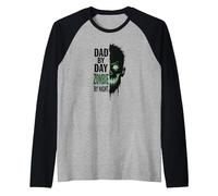 Dad by Day Zombie by Night: Spooky Father's Gift Raglan Baseball Tee, Men, Black/Athletic Heather, XL