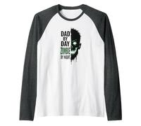 Dad by Day Zombie by Night: Spooky Father's Gift Raglan Baseball Tee, Men, Dark Heather/White, XXL
