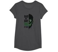Dad by Day Zombie by Night: Spooky Father's Gift T-Shirt, Girls, Dark Heather Grey, XS