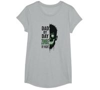 Dad by Day Zombie by Night: Spooky Father's Gift T-Shirt, Girls, Heather Grey, Large