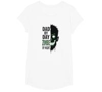 Dad by Day Zombie by Night: Spooky Father's Gift T-Shirt, Girls, White, XS