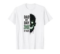 Dad by Day Zombie by Night: Spooky Father's Gift T-Shirt, Men, White, 3XL
