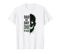 Dad by Day Zombie by Night: Spooky Father's Gift T-Shirt, Men, White, L