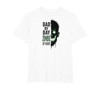 Dad by Day Zombie by Night: Spooky Father's Gift T-Shirt, Men's Big and Tall, White, 6X Tall